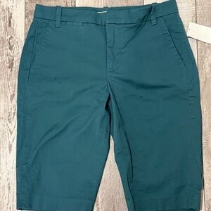 Vince Women's Teal Coin Pocket Stretch Cotton Bermuda Shorts 8 NWT